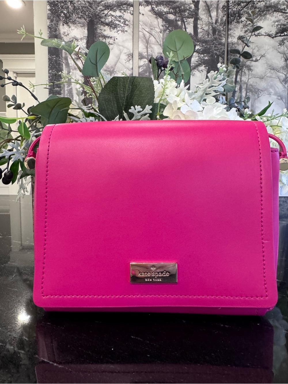 🩷Kate Spade Avva Arbour Hill Pink Leather Flap Crossbody Bag Adjustable Strap
